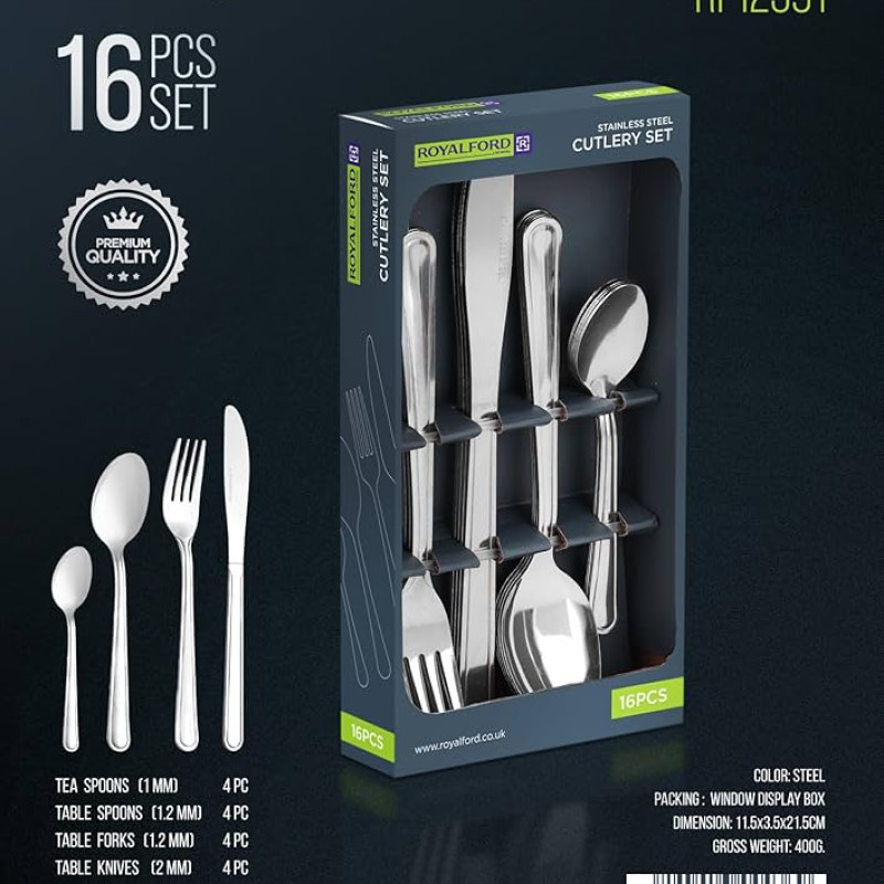 16 PC Stainless Steel Cutlery Set (Royalford)